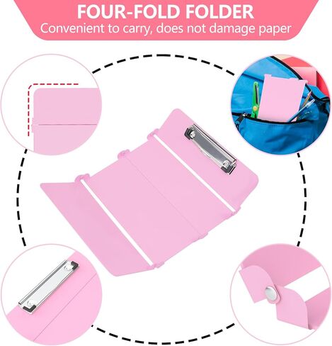 Nursing Clipboard Foldable, Nursing Medical Edition Cheat Sheets Aluminum 4 Layers Nurse Foldable Clipboard, Nursing Pocket Size Pen Clip Pocket Clipboard for Nurses Students School and Doctors- Rose in Saudi Arabia
