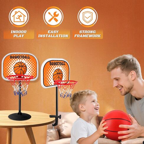 Indoor Basketball Hoop,Mini Tabletop Basketball Hoop Set with Two Balls, Mini Hoops for Desk Table Bed Office Bedroom Basketball Toys for Kids and Adults in Saudi Arabia