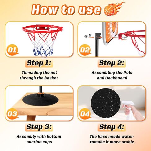 Indoor Basketball Hoop,Mini Tabletop Basketball Hoop Set with Two Balls, Mini Hoops for Desk Table Bed Office Bedroom Basketball Toys for Kids and Adults in Saudi Arabia