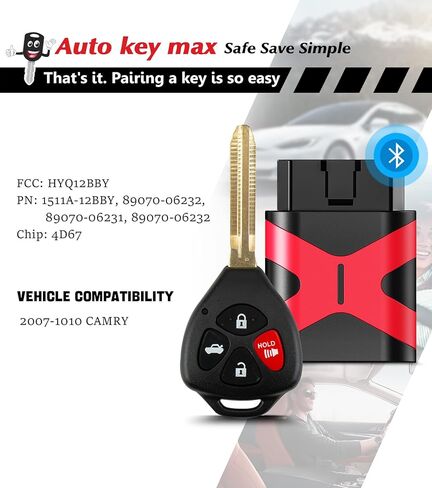مجموعة اقتران مفتاح بسيط عن بعد، بديل لمبرمج Toyota Camry Key fob 2007 - 2017، مفتاح الرأس والمفتاح الذكي (2012-2014 HYQ12BDM G Chip) in Saudi Arabia