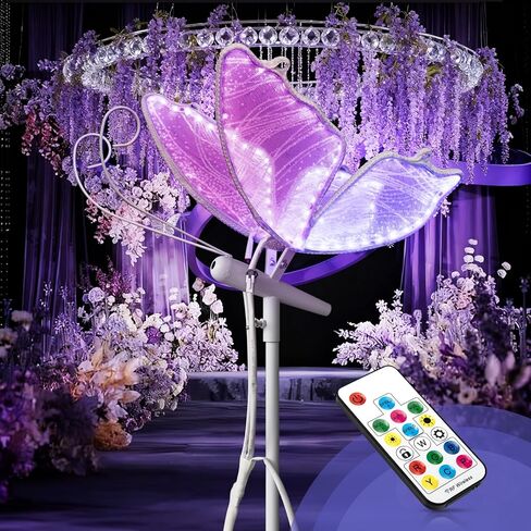 مصباح أرضي على شكل فراشة زفاف RGB: زخرفة إضاءة فراشات LED مع جهاز تحكم عن بعد - ديكور معلق RGBIC وتغيير 7 ألوان - لحفلات أعياد الميلاد وشجرة عيد الميلاد وحفلات استقبال المولود الجديد (11.8 بوصة، 1) in Kuwait