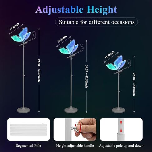 مصباح أرضي على شكل فراشة زفاف RGB: زخرفة إضاءة فراشات LED مع جهاز تحكم عن بعد - ديكور معلق RGBIC وتغيير 7 ألوان - لحفلات أعياد الميلاد وشجرة عيد الميلاد وحفلات استقبال المولود الجديد (11.8 بوصة، 1) in Kuwait