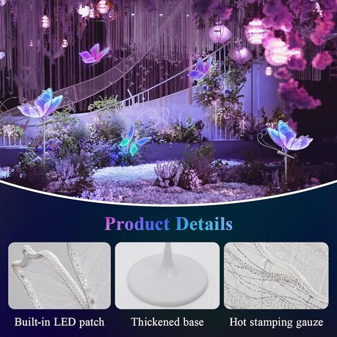 مصباح أرضي على شكل فراشة زفاف RGB: زخرفة إضاءة فراشات LED مع جهاز تحكم عن بعد - ديكور معلق RGBIC وتغيير 7 ألوان - لحفلات أعياد الميلاد وشجرة عيد الميلاد وحفلات استقبال المولود الجديد (11.8 بوصة، 1) in Kuwait