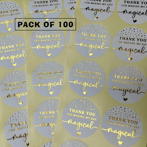 100 x Thank You for Making My Day Magical Stickers – Gold Foil Princess Birthday Favor Labels for Gifts and Party Bags – Baby Shower and Birthday Thank You Stickers – 1.6 Inch in Saudi Arabia