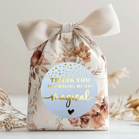 100 x Thank You for Making My Day Magical Stickers – Gold Foil Princess Birthday Favor Labels for Gifts and Party Bags – Baby Shower and Birthday Thank You Stickers – 1.6 Inch in Saudi Arabia