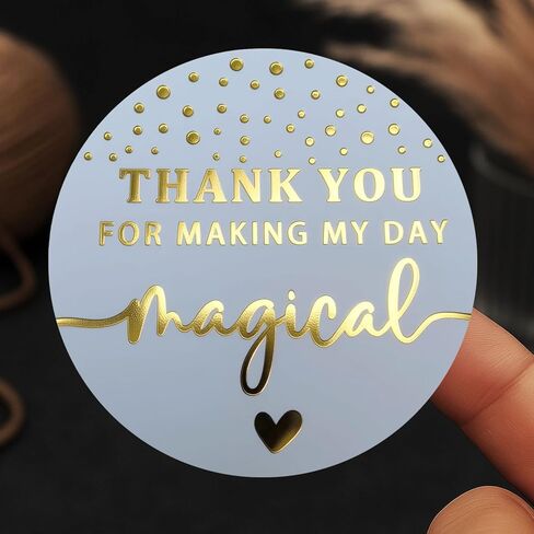100 x Thank You for Making My Day Magical Stickers – Gold Foil Princess Birthday Favor Labels for Gifts and Party Bags – Baby Shower and Birthday Thank You Stickers – 1.6 Inch in Saudi Arabia