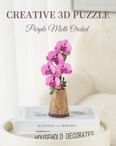 ROBOTIME 3D Puzzle Wooden Flower Pink Carnation DIY Model Kit to Build for Adults Artifical Bouquet Collection Craft Brain Teaser Puzzle Creative Gift Home Decor in Saudi Arabia