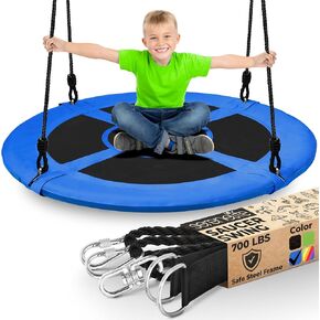 SereneLife 36" Inflatable Tire Swing with Hang Kit, 600lbs Capacity Heavy Duty Tire Swing with UV and Puncture Resistance, 360 Swivel, Hand Pump, Adjustable Ropes, Carry Bag, Hangs on Trees and Posts in Kuwait