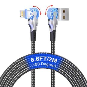 Coiled Lightning Cable USB-C & USB-A 2 Pack, MFi Certified Apple Carplay Cable, Retractable iPhone Charger with Data Transmission and LED, Short Coiled USB C/A to Lightning Cable for iPhone/Pad/Pod in Kuwait