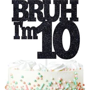 24pc Bruh I'm 10 Cupcake Topper, Out Single, Double Digits, Bro It's My Birthday, Hello Ten, Happy 10th Birthday Party Decorations Supplies for Boys Girls in Saudi Arabia