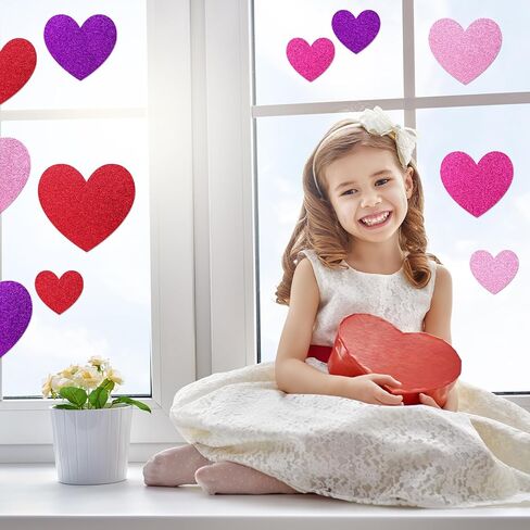 Fancy Land 120 Pcs Valentine’s Day Glitter Paper Heart Cutouts Heart Shaped Cutouts Valentines Day Decorations for Office Home Classroom Bulletin Board Art Craft Supplies 3 Inch 4.5 Inch 6 Inch in Saudi Arabia