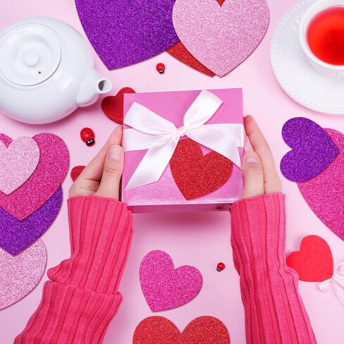 Fancy Land 120 Pcs Valentine’s Day Glitter Paper Heart Cutouts Heart Shaped Cutouts Valentines Day Decorations for Office Home Classroom Bulletin Board Art Craft Supplies 3 Inch 4.5 Inch 6 Inch in Saudi Arabia