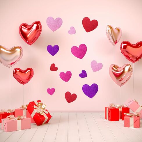 Fancy Land 120 Pcs Valentine’s Day Glitter Paper Heart Cutouts Heart Shaped Cutouts Valentines Day Decorations for Office Home Classroom Bulletin Board Art Craft Supplies 3 Inch 4.5 Inch 6 Inch in Saudi Arabia