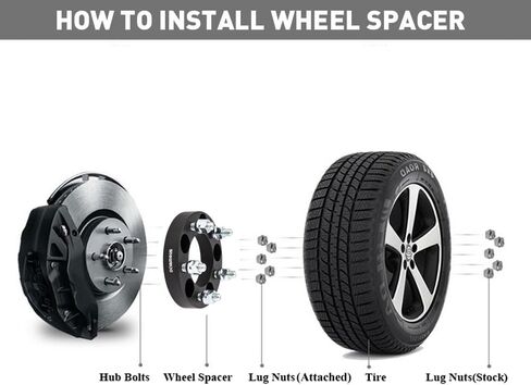 4 قطع DCVAMOUS أسود 5x108 إلى 5x114.3 محولات عجلات 1 بوصة 12x1.5 ترصيع متوافقة مع Ford 5 Lug لـ 2012-2018 Focus | 2013-2020 فيوجن | 1986-2007 برج الثور | 2021-2024 برون كو سبورت | 2013-2024 الهروب in Saudi Arabia