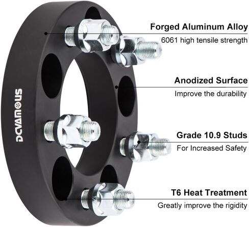 4 قطع DCVAMOUS أسود 5x108 إلى 5x114.3 محولات عجلات 1 بوصة 12x1.5 ترصيع متوافقة مع Ford 5 Lug لـ 2012-2018 Focus | 2013-2020 فيوجن | 1986-2007 برج الثور | 2021-2024 برون كو سبورت | 2013-2024 الهروب in Saudi Arabia