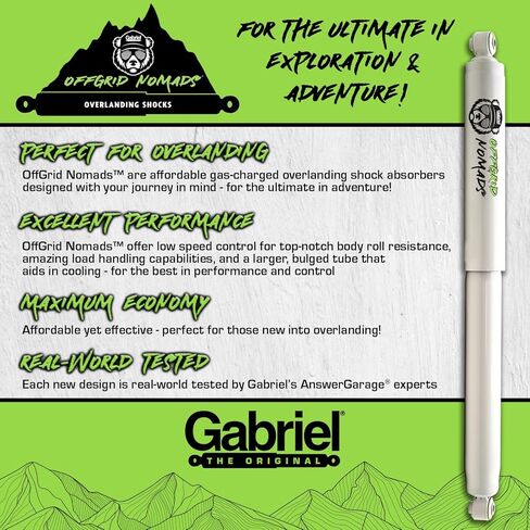 ممتص الصدمات الخلفي Gabriel OffGrid Nomads NM1002 يناسب شيفروليه تاهو، سوبربان، أفالانش 1500 2500؛ جي إم سي يوكون XL؛ الحمولة الثقيلة، جميع التضاريس، الثبات على الطرق الوعرة (عبوة واحدة) in Saudi Arabia