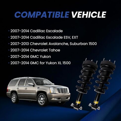 4 قطع من دعامات الصدمات الأمامية والخلفية مجموعة تعليق مغناطيسي للتحكم في القيادة تناسب 2007-2014 كاديلاك إسكاليد ESV، تشيفي سوبربان تاهو سيلفرادو، جي إم سي يوكون XL سييرا 1500 استبدال 23487280 19353951 in Kuwait