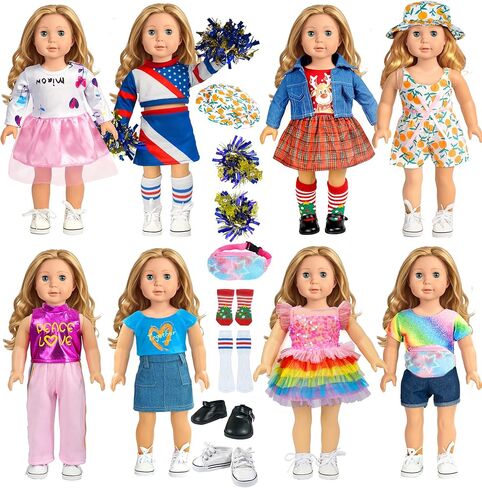 18 inch Doll Clothes Accessories American Doll Socks 18 inch Girl Doll Shoes - Compatible with18 Inch Dolls Clothes in Kuwait
