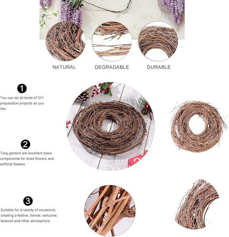 DIY Crafts Natural Grapevine Twig Garland Wreaths Decor 15-Feet （3-Pack） in Saudi Arabia