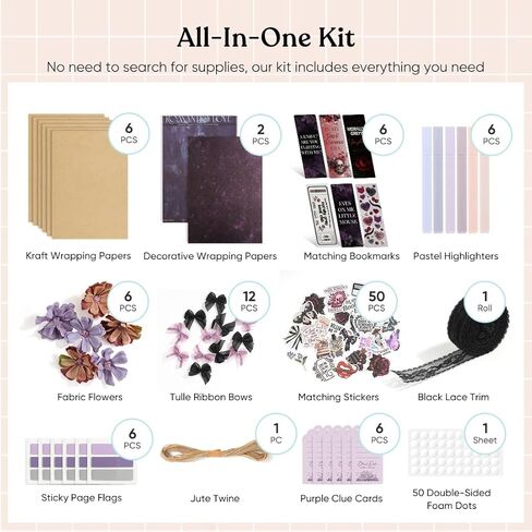 YOPPIX 6 مجموعة تاريخ أعمى مع مجموعة هدايا الكتب، حول موضوع حار هدايا تاريخ الكتاب الأعمى لمحبي الكتب القراء نادي محبي الكتب المكتبية (لا توجد كتب بما في ذلك) in Kuwait