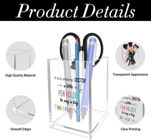 National Doctors Day Gifts Thank You Doctor Gifts for Men Women Doctor Appreciation Gift Christmas Thanksgiving Birthday Retirement Gift for Doctors Male Female Acrylic Pen Holder Pencil Cup in Saudi Arabia