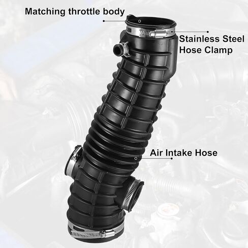 Air Cleaner Intake Hose Tube with Clamps 17228-RYP-A00 - Car Engine Filter Air Intake Duct Hose Tube - for Honda Pilot 3.5L 2006-2008 Rubber Black - 1Pc in Saudi Arabia