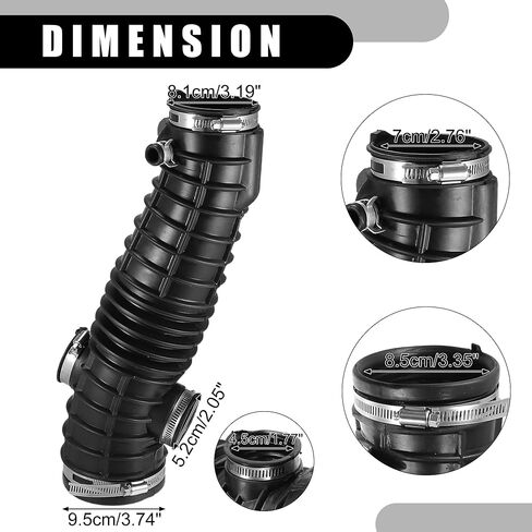 Air Cleaner Intake Hose Tube with Clamps 17228-RYP-A00 - Car Engine Filter Air Intake Duct Hose Tube - for Honda Pilot 3.5L 2006-2008 Rubber Black - 1Pc in Saudi Arabia