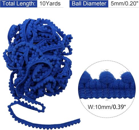 Yalulu 10 Yards Mini Pom Pom Trim Ball Fringe Ribbon Tassel DIY Craft Sewing Accessory for Home Curtain Clothes Pillow Decoration (Dark Green) in Kuwait