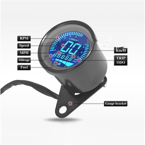 Motorcycle Speedometer Universal Motorcycle Tachometer Digital Odometer 199kmh/mph Meter Tachometer Tachometer Dual Odometer Tachometer in Saudi Arabia