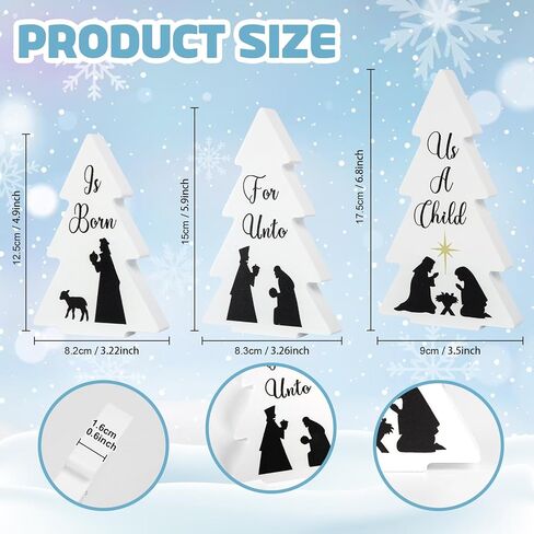 3 Pieces Wooden Christmas Tree Decor Black White Xmas Tiered Tray Decor for Christmas Home Tabletop Party Decor (Black) in Kuwait