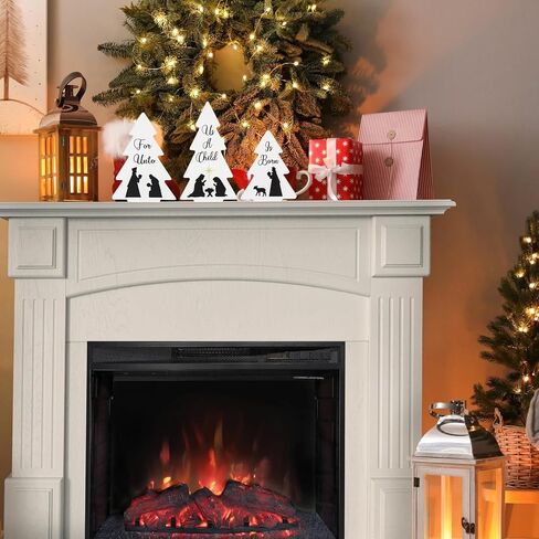 3 Pieces Wooden Christmas Tree Decor Black White Xmas Tiered Tray Decor for Christmas Home Tabletop Party Decor (Black) in Kuwait