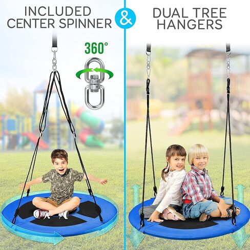 SereneLife 36" Inflatable Tire Swing with Hang Kit, 600lbs Capacity Heavy Duty Tire Swing with UV and Puncture Resistance, 360 Swivel, Hand Pump, Adjustable Ropes, Carry Bag, Hangs on Trees and Posts in Kuwait