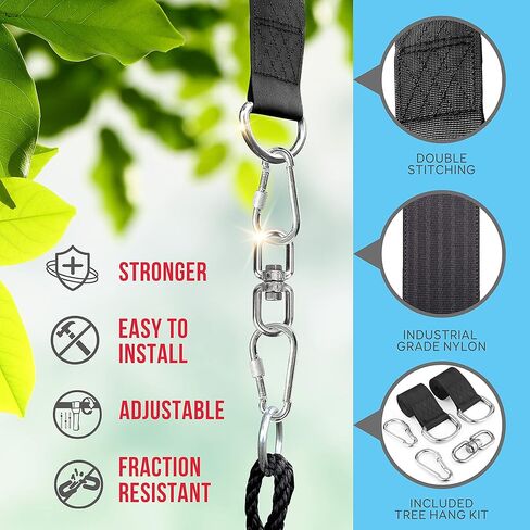 SereneLife 36" Inflatable Tire Swing with Hang Kit, 600lbs Capacity Heavy Duty Tire Swing with UV and Puncture Resistance, 360 Swivel, Hand Pump, Adjustable Ropes, Carry Bag, Hangs on Trees and Posts in Kuwait