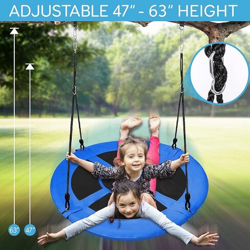 SereneLife 36" Inflatable Tire Swing with Hang Kit, 600lbs Capacity Heavy Duty Tire Swing with UV and Puncture Resistance, 360 Swivel, Hand Pump, Adjustable Ropes, Carry Bag, Hangs on Trees and Posts in Kuwait