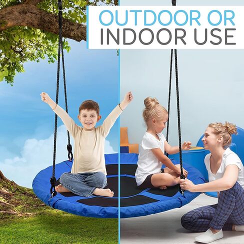 SereneLife 36" Inflatable Tire Swing with Hang Kit, 600lbs Capacity Heavy Duty Tire Swing with UV and Puncture Resistance, 360 Swivel, Hand Pump, Adjustable Ropes, Carry Bag, Hangs on Trees and Posts in Kuwait