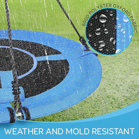 SereneLife 36" Inflatable Tire Swing with Hang Kit, 600lbs Capacity Heavy Duty Tire Swing with UV and Puncture Resistance, 360 Swivel, Hand Pump, Adjustable Ropes, Carry Bag, Hangs on Trees and Posts in Kuwait