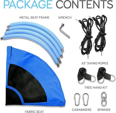 SereneLife 36" Inflatable Tire Swing with Hang Kit, 600lbs Capacity Heavy Duty Tire Swing with UV and Puncture Resistance, 360 Swivel, Hand Pump, Adjustable Ropes, Carry Bag, Hangs on Trees and Posts in Kuwait