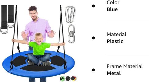 SereneLife 36" Inflatable Tire Swing with Hang Kit, 600lbs Capacity Heavy Duty Tire Swing with UV and Puncture Resistance, 360 Swivel, Hand Pump, Adjustable Ropes, Carry Bag, Hangs on Trees and Posts in Kuwait