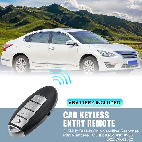 X AUTOHAUX 315 ميجا هرتز KR55WK48903 استبدال القرب الذكي إدراج مفتاح التحكم عن بعد بدون مفتاح لنيسان ألتيما 2007-2012 لنيسان ماكسيما 2009-2014 4 أزرار 46 رقاقة KR55WK49622 in Kuwait