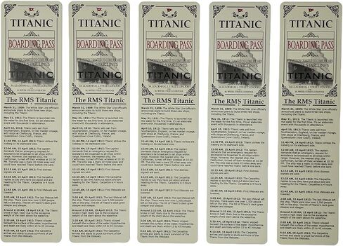 Titanic Bookmark Ticket Boarding Pass Merchandise RMS Titanic Gifts Memorabilia 5 Pack in Saudi Arabia