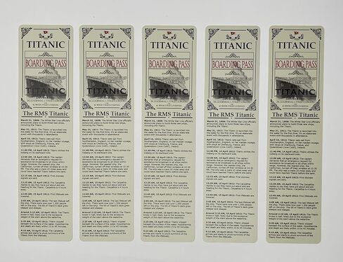 Titanic Bookmark Ticket Boarding Pass Merchandise RMS Titanic Gifts Memorabilia 5 Pack in Saudi Arabia