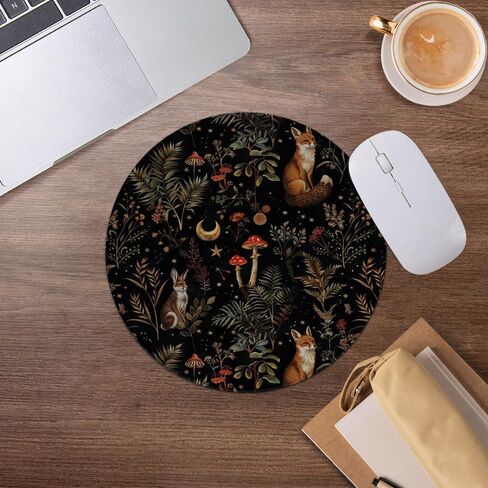 Rustic Forest Mushrooms Mouse Pad,Floral Fox Plant Mousepad for Desk Home Office Dorm Computers Laptop Accessories,7.9x7.9 Inch in Saudi Arabia