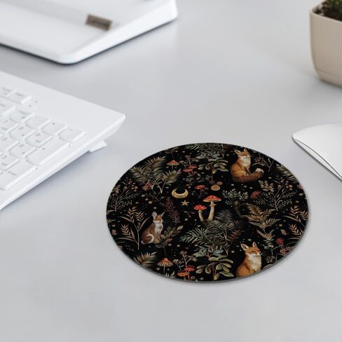 Rustic Forest Mushrooms Mouse Pad,Floral Fox Plant Mousepad for Desk Home Office Dorm Computers Laptop Accessories,7.9x7.9 Inch in Saudi Arabia