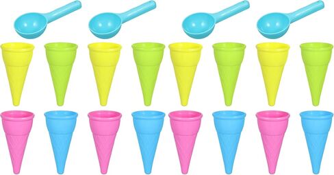 Toddmomy Toodler Toys 10 Pieces Plastic Ice Cream Cones Scoop Outdoor Beach Toys Set Kids Sand Mold Set Seaside Play Sand Toys for Kids Outdoor Toys in Saudi Arabia