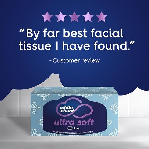 White Cloud Ultra Soft 3-Ply Facial Tissue, 18 Box Multipack, 120 Tissues Per Box in Saudi Arabia
