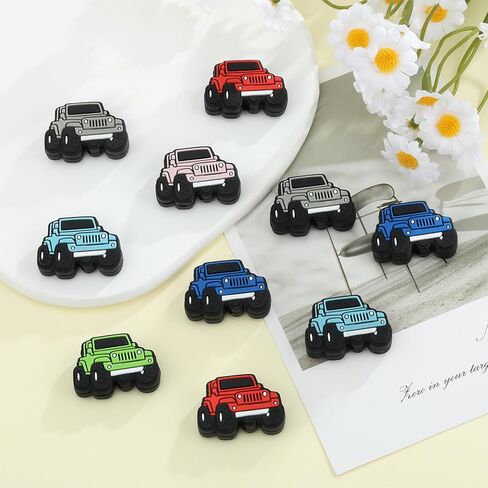 12Pcs Car Silicone Beads for Keychain Making Unique Focals Cute Silicone Focal Beads for Pens Bracelets Necklace Earrings DIY Crafts in Saudi Arabia