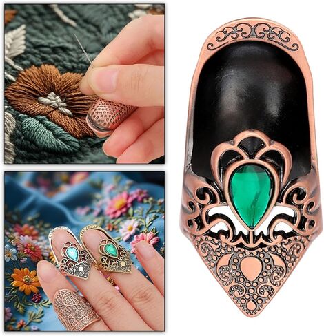 Sewing Thimbles for Hand Sewing, Metal Finger Protector, Quilting Supplies, Vintage Style Antique Open Nail Thimble for Hand Embroidery, Cross Stitch, DIY Crafts, Silver in Saudi Arabia