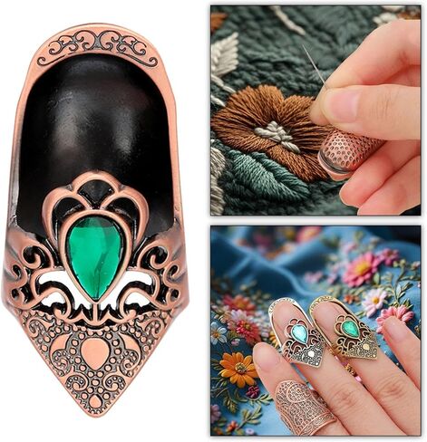 Sewing Thimbles for Hand Sewing, Metal Finger Protector, Quilting Supplies, Vintage Style Antique Open Nail Thimble for Hand Embroidery, Cross Stitch, DIY Crafts, Silver in Saudi Arabia