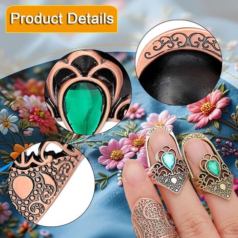 Sewing Thimbles for Hand Sewing, Metal Finger Protector, Quilting Supplies, Vintage Style Antique Open Nail Thimble for Hand Embroidery, Cross Stitch, DIY Crafts, Silver in Saudi Arabia