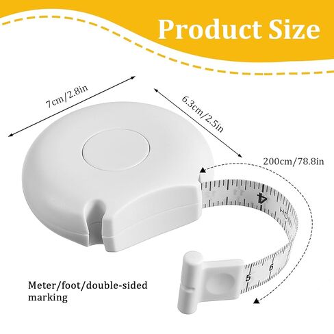 Body Tape Measure 80'' / 205 CM, Body Measuring Tape, Double-Scale Retractable Tapes Measure for Tailor Sewing Handcrafts Weight Loss Body Measurement(White) in Saudi Arabia